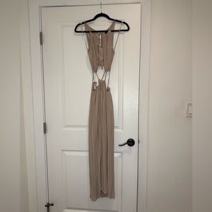 Sexy Tan Sleeveless Maxi Dress
